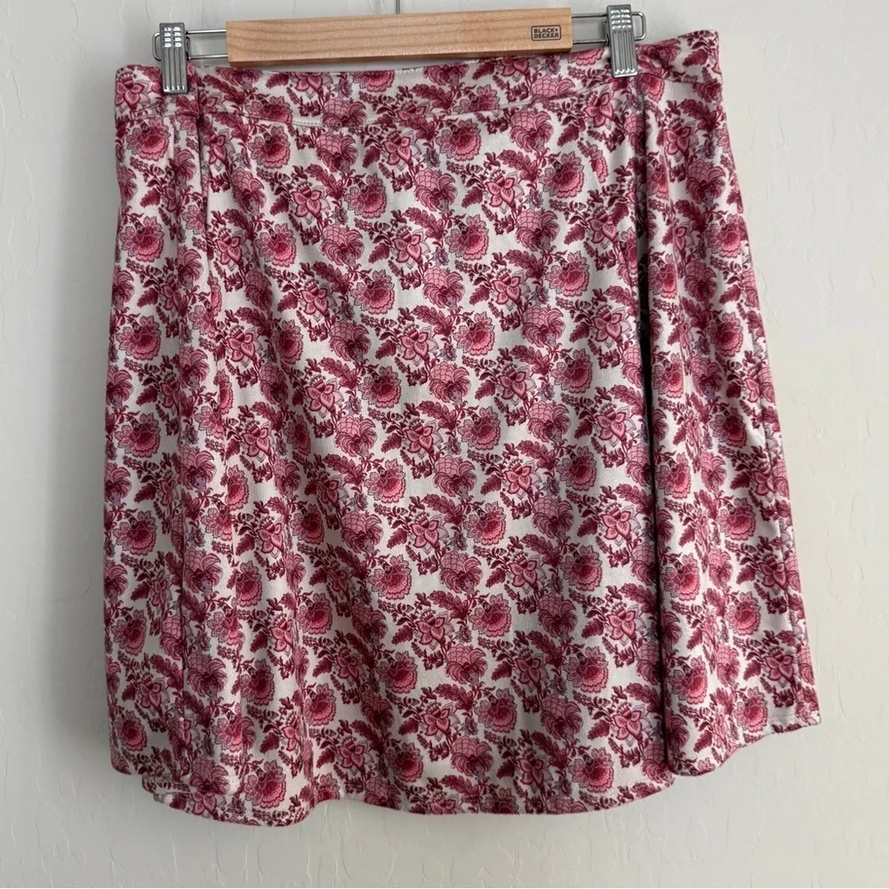 Torrid LoveSick Suede Floral Mini Button Front Skirt Pink Cream Plus Size 1